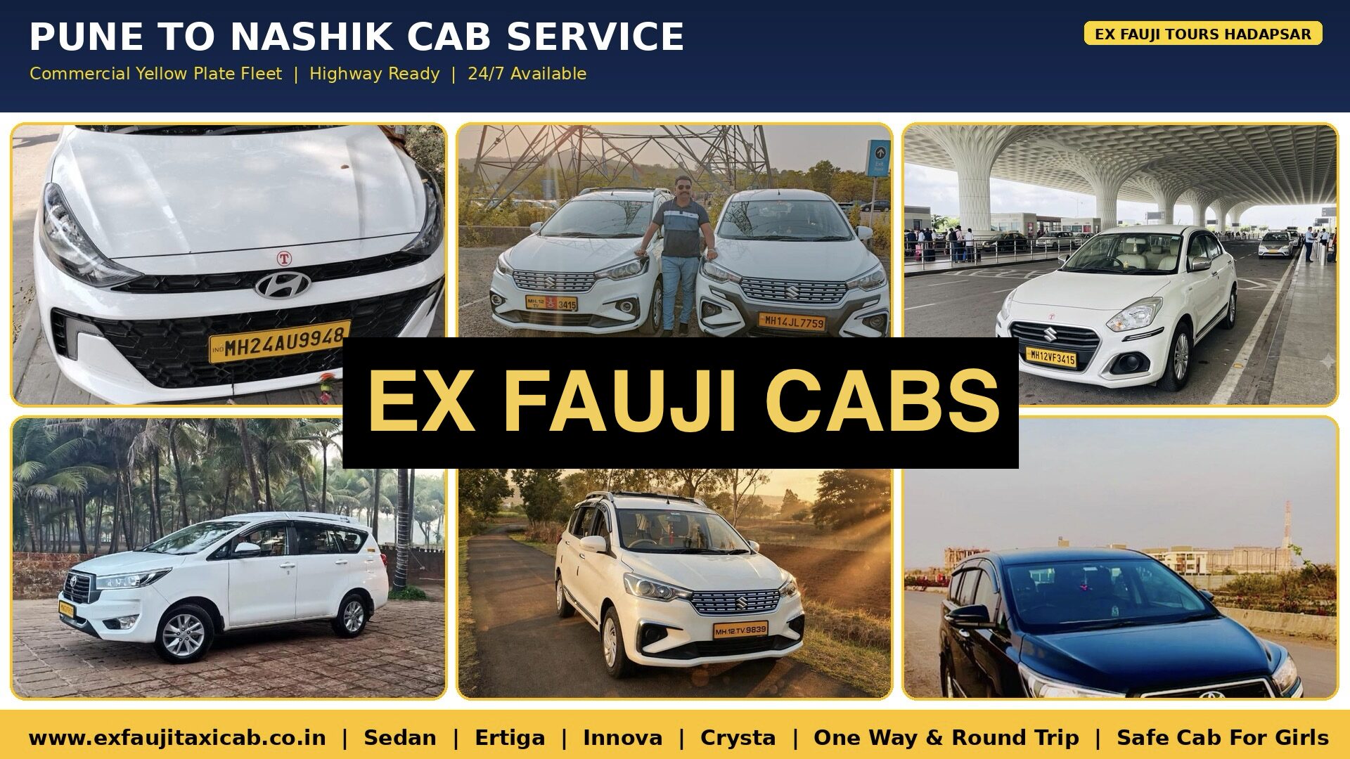 Pune to Nashik cab service operated by EX FAUJI TOURS AND TRAVELS